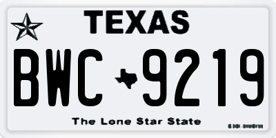 TX license plate BWC9219