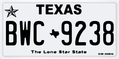 TX license plate BWC9238