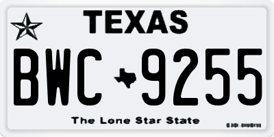 TX license plate BWC9255