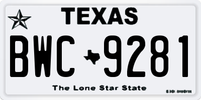 TX license plate BWC9281