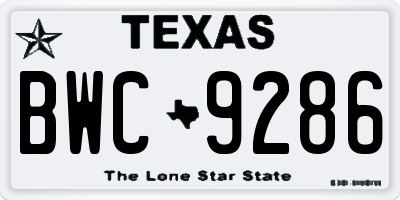 TX license plate BWC9286