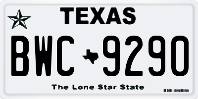 TX license plate BWC9290