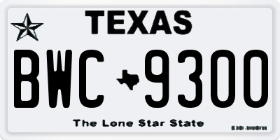 TX license plate BWC9300