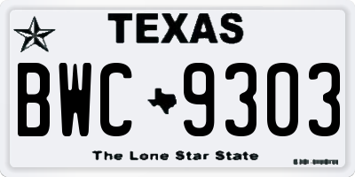 TX license plate BWC9303