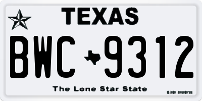 TX license plate BWC9312