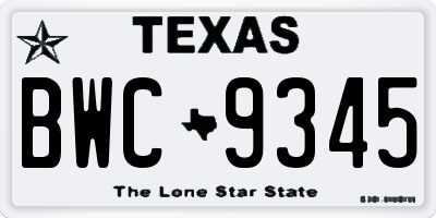 TX license plate BWC9345