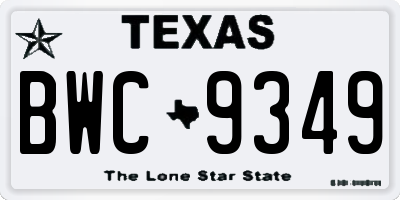 TX license plate BWC9349