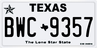 TX license plate BWC9357