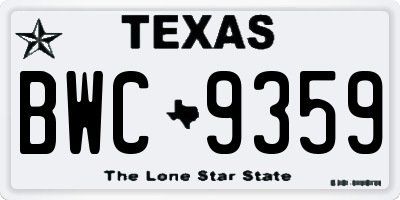 TX license plate BWC9359