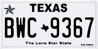 TX license plate BWC9367