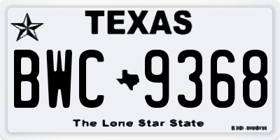 TX license plate BWC9368