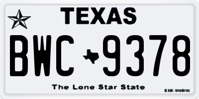 TX license plate BWC9378
