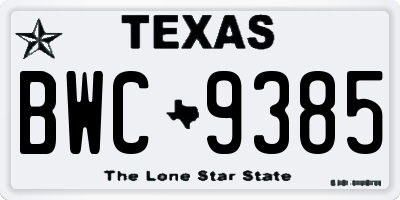 TX license plate BWC9385