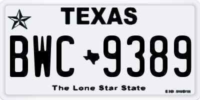 TX license plate BWC9389
