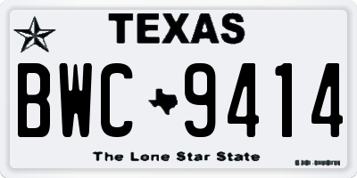 TX license plate BWC9414
