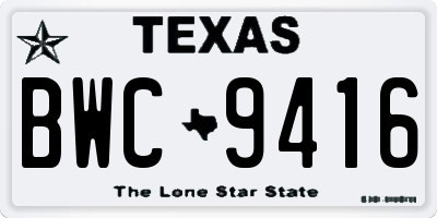 TX license plate BWC9416