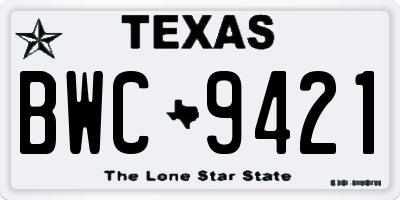 TX license plate BWC9421