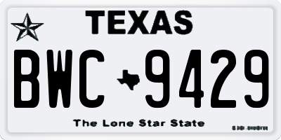 TX license plate BWC9429