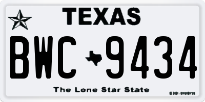 TX license plate BWC9434