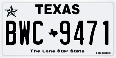 TX license plate BWC9471