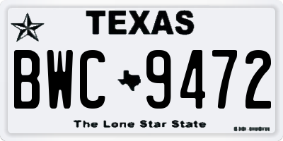 TX license plate BWC9472