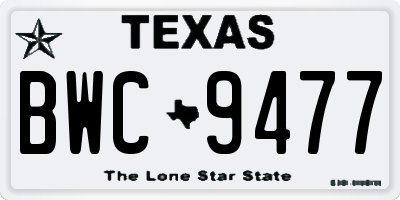 TX license plate BWC9477