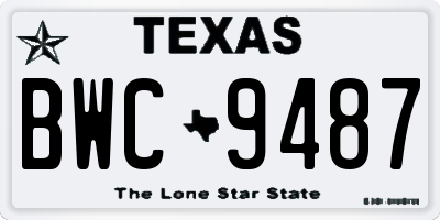 TX license plate BWC9487
