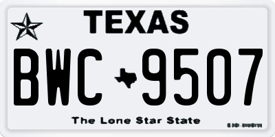 TX license plate BWC9507