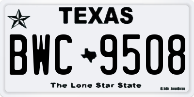 TX license plate BWC9508