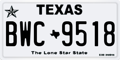 TX license plate BWC9518