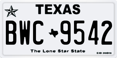 TX license plate BWC9542
