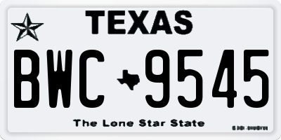 TX license plate BWC9545