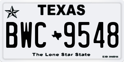 TX license plate BWC9548