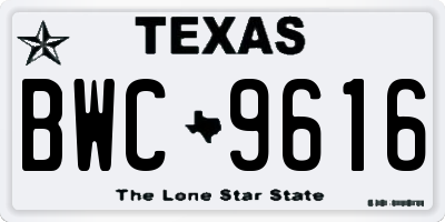 TX license plate BWC9616