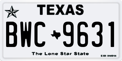 TX license plate BWC9631