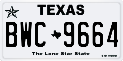 TX license plate BWC9664