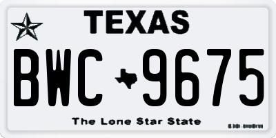 TX license plate BWC9675