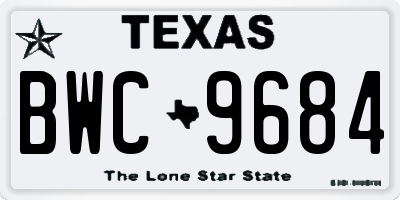 TX license plate BWC9684