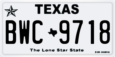 TX license plate BWC9718
