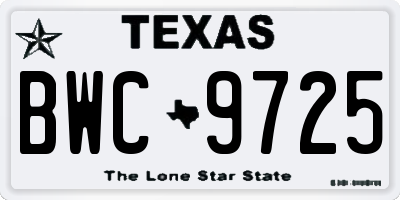TX license plate BWC9725