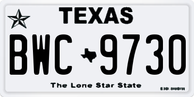 TX license plate BWC9730