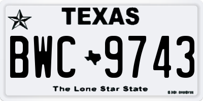 TX license plate BWC9743