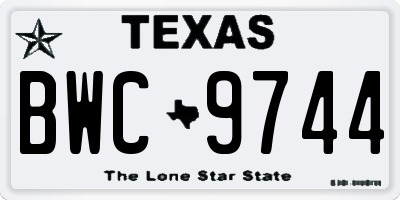TX license plate BWC9744