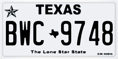 TX license plate BWC9748