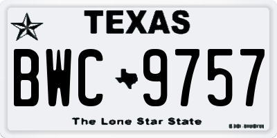 TX license plate BWC9757
