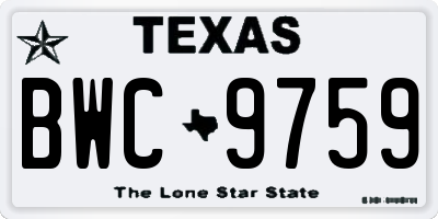 TX license plate BWC9759