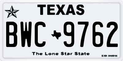 TX license plate BWC9762