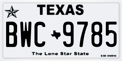 TX license plate BWC9785