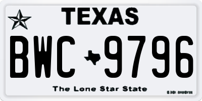 TX license plate BWC9796