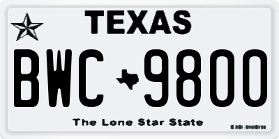 TX license plate BWC9800